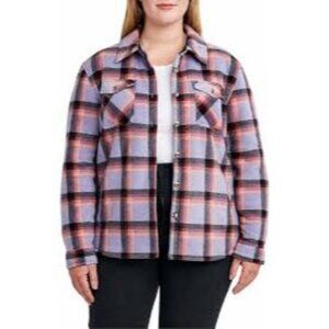 Sage Collective Women's Long Sleeve Plaid Super Plush Sherpa Lined Fleece Shirt